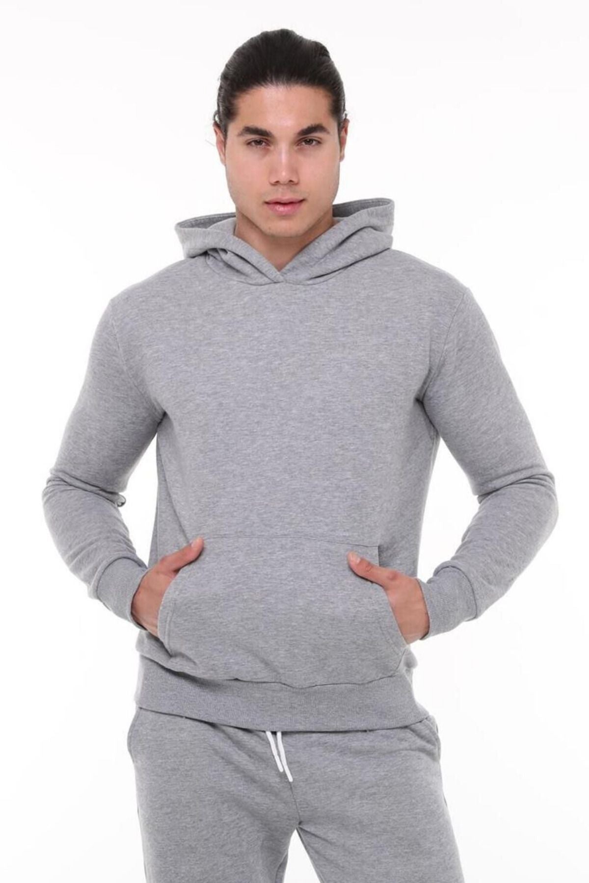 3 İ̇pli̇k Şardonlu Sweatshi̇rt Hoodi̇e - Gri - 1