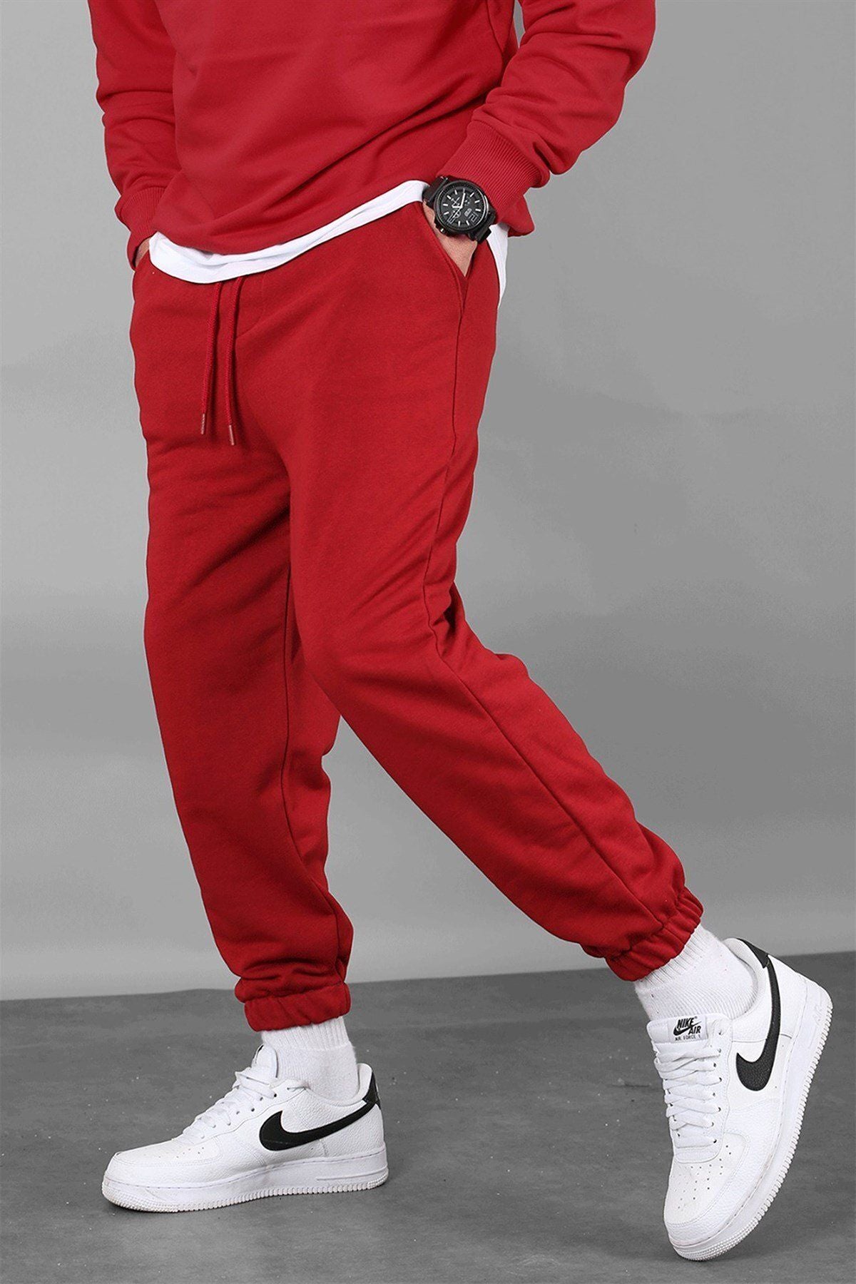 Bordo Erkek Basic Regular Fit Erkek Eşofman Altı - Bordo - 1