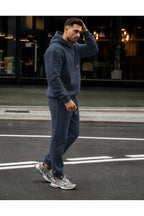Erkek 3 İ̇pli̇k Kapüşonlu Jogger Lasti̇k Paça Eşofman Takimi - Füme - 4