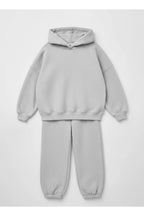 Çocuk Unisex 3 İ̇pli̇k Şardonlu Rahat Kesi̇m Kişlik Eşofman Takimi - Grimelaj - 3