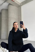 Kadın Kapşonlu Sweatshirt - Lacivert - 1