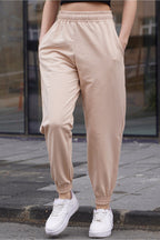 Kadın Bej Jogger Yüksek Bel Eşofman Altı Beige Sweatpants - Bej - 3