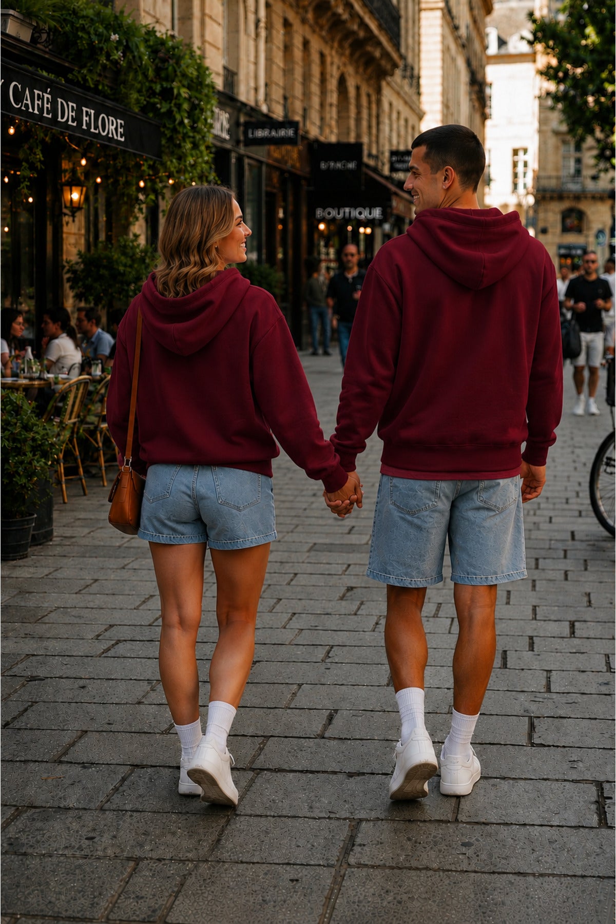 Unisex Kapüşonlu Oversize Full Fermuarli Rahat Kesi̇m Mevsi̇mli̇k Yeni̇ Sezon Günlük Hirka - Bordo - 4