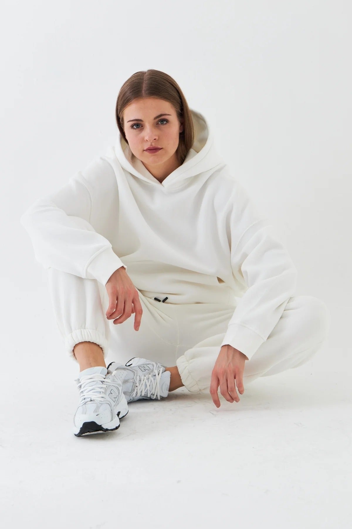Kadın Oversize Basic Eşofman Takımı - Beyaz - 2