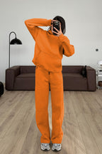 Kadın Boyfriend 3 İplik Şardonlu Bol Paça Oversize Casual Takım - Turuncu - 1