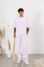 Erkek Yeni Sezon Oversize Premium Tişört Pantolon Kombin - Lila - 3