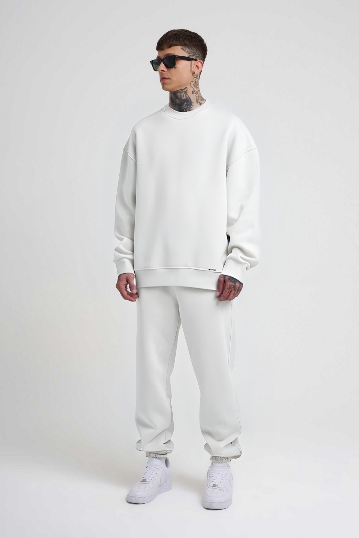 Efsane Oversize 3iplik Kalın Eşofman Takımı Unisex - Beyaz - 1