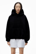 Kadın Kanguru Cep Regular Kalıp 3 İ̇plik Şardonlu Baskısız Okul Sweatshirt - Siyah - 1