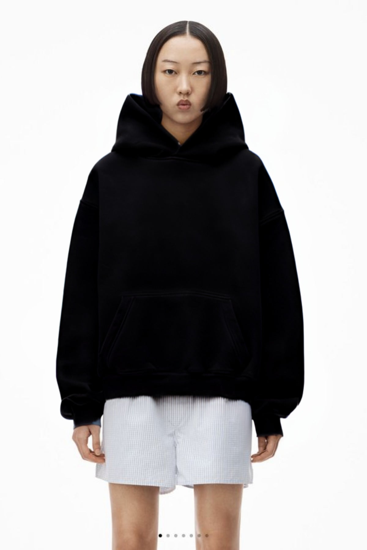 Kadın Kanguru Cep Regular Kalıp 3 İ̇plik Şardonlu Baskısız Okul Sweatshirt - Siyah - 1