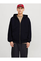 Erkek Laci̇vert 3i̇plik Polarlı Kapşonlu Oversize Sweatshirt Hırka - Lacivert - 1