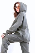Kadın Esnek Rahat Kalıp Basic Model Sweatshirt - Gri - 3