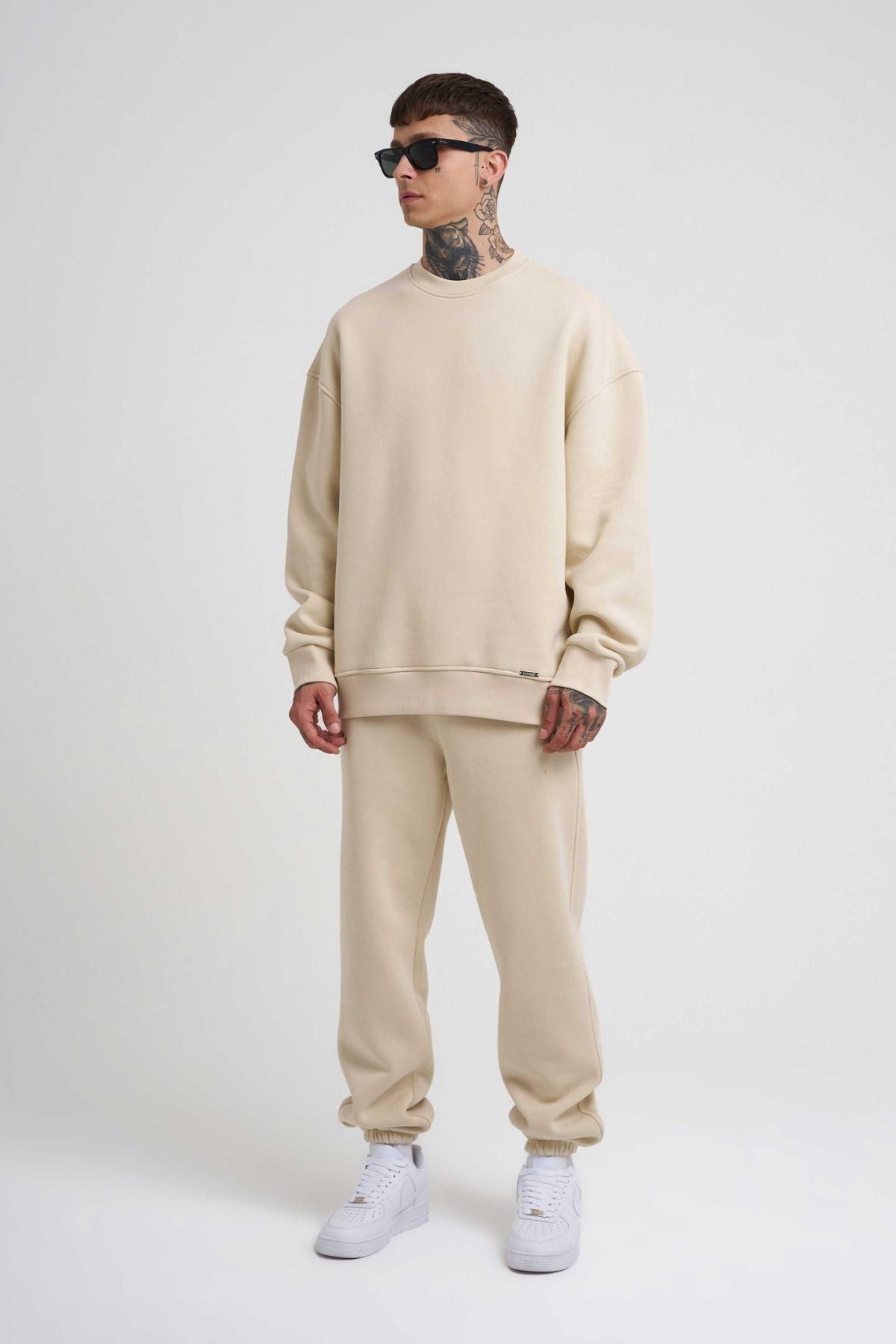 Efsane Oversize 3iplik Kalın Eşofman Takımı Unisex - VİZON/KREM - 1