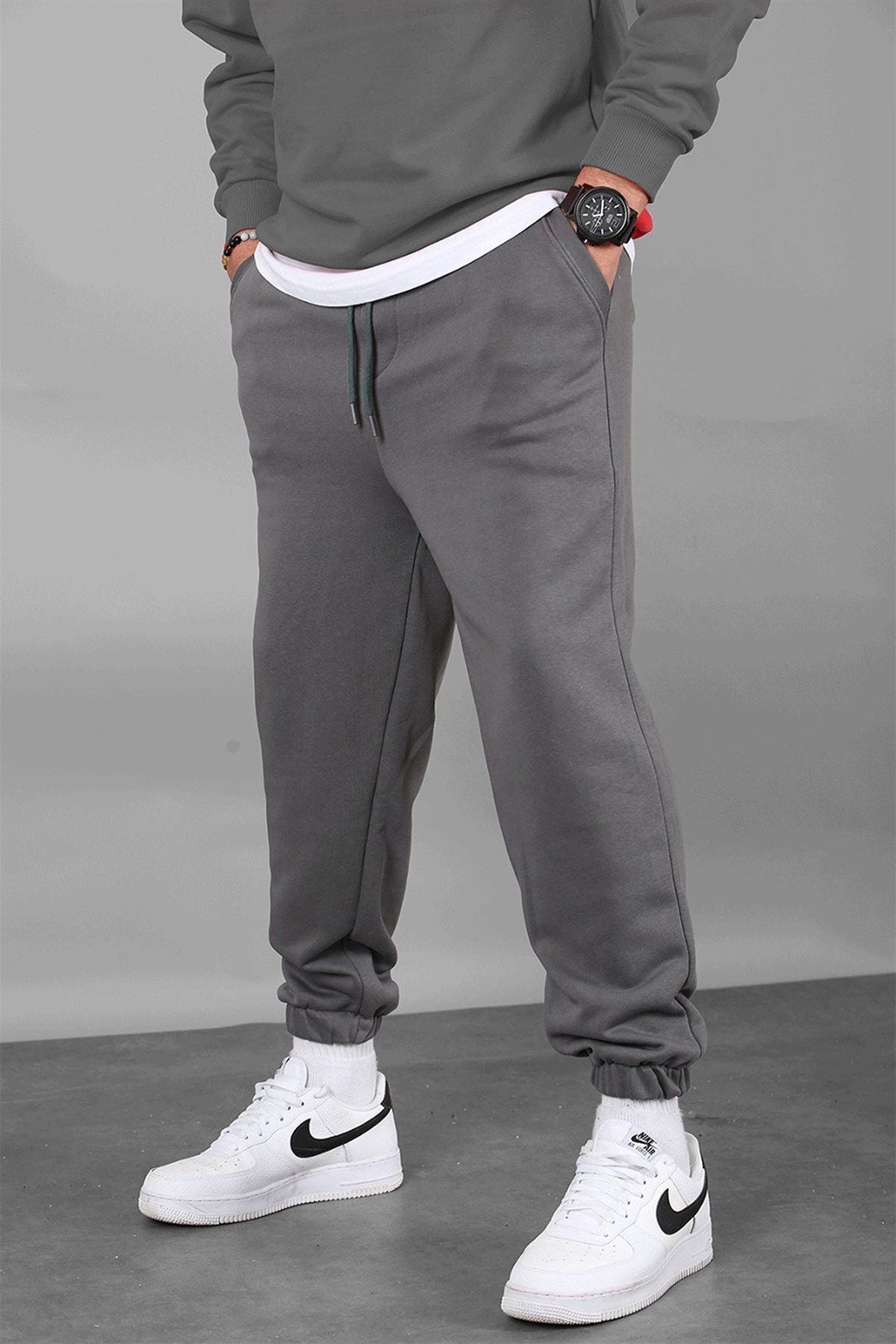 Füme Erkek Basic Regular Fit Erkek Eşofman Altı - Füme - 2