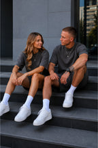 Unisex Kadın Erkek Oversize 2 İ̇plik Pamuklu Modal Penye Premium Rahat Kalıp Yazlık Yeni Sezon Şortlu Takım (tekli̇) - Füme - 3