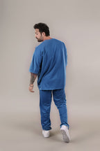 Erkek Oversize Kısa Kollu T-shirt Pijama Takımı - İndigo - 4