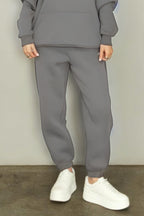 Kadın 3 İ̇plik İ̇çi Şardonlu Lastikli Paça Jogger Kışlık Eşofman Altı - Gri - 2