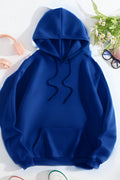 Regular Kalıp Şardonlu Kanguru Cep 3 İ̇plik Oversize Okul Sweatshirt - Lacivert - 1