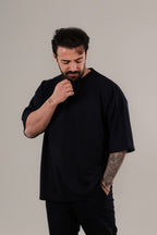 Erkek Oversize Comfort Penye T-shirt - Siyah - 3