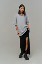 Kadin Gri̇ Oversi̇ze Kisa Kollu Cool T-shi̇rt - Gri - 5