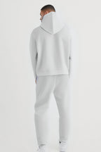 Erkek Kapüşonlu Kanguru Cep Oversize 3 İ̇plik İ̇çi Pamuklu Jogger Paça Eşofman Takımı - Gri - 3