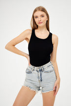 Kadın Si̇yah Fitilli Basic Örme Askılı Trend Spor Atlet - Siyah - 3