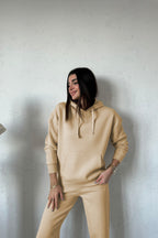 Kadin 3 İ̇pli̇k Şardonlu Sweatshi̇rt Eşofman Takimi - Vizon - 1