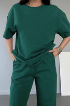 Kadın Penye Oversize Pijama Takımı - Yeşil - 2