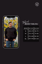 Erkek Siyah Bisiklet Yaka İçi Polarlı 3 İplik Pamuklu Regular Fit Unisex Sweatshirt - Siyah - 5