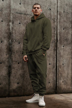 Erkek 3i̇pli̇k Jogger Baggy Kalip Hoodi̇e Eşofman Takimi - Haki - 3