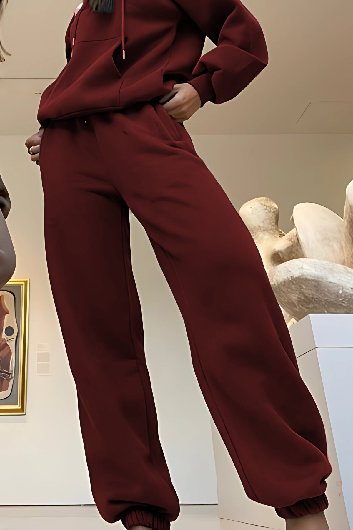 Çiftlere Özel (tekli̇) Oversize Couple Eşofman Takımı - Bordo - 2