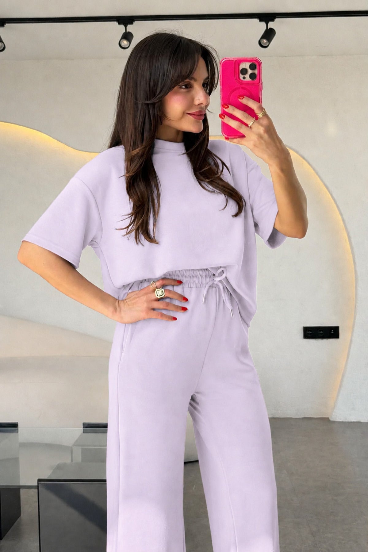 Kadın Trend Model Yazlık Alt Üst Takım - Lila - 2
