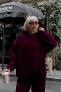 Premium Kalite 3 İplik Sweatshirt Kapuşonlu - Bordo - 1