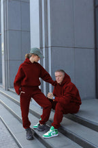 Unisex 3 İ̇pli̇k Şardonlu Çi̇ftleri̇n Kullanimina Uygun Jogger Eşofman Takimi (tekli̇) - Bordo - 1
