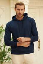 Erkek Kapşonlu Kanguru Cepli̇ 3 İ̇pli̇k Oversi̇ze Sweatshi̇rt - Lacivert - 4