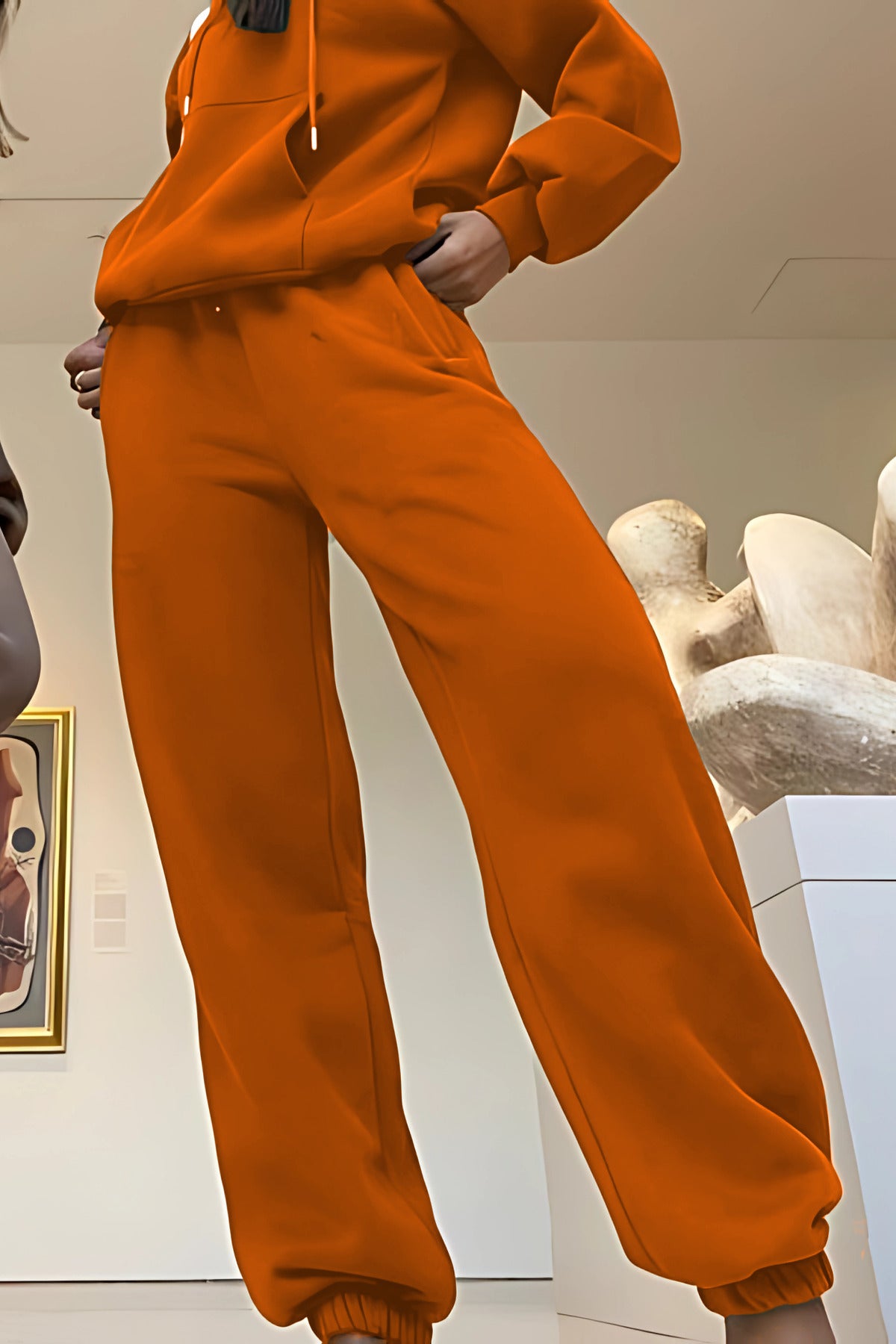 Çiftlere Özel (tekli̇) Oversize Couple Eşofman Takımı - Turuncu-Kiremit - 2