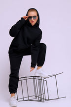 Kadin 3 İ̇pli̇k İ̇çi̇ Pamuklu Kalin Jogger Eşofman Takimi - Lacivert - 1