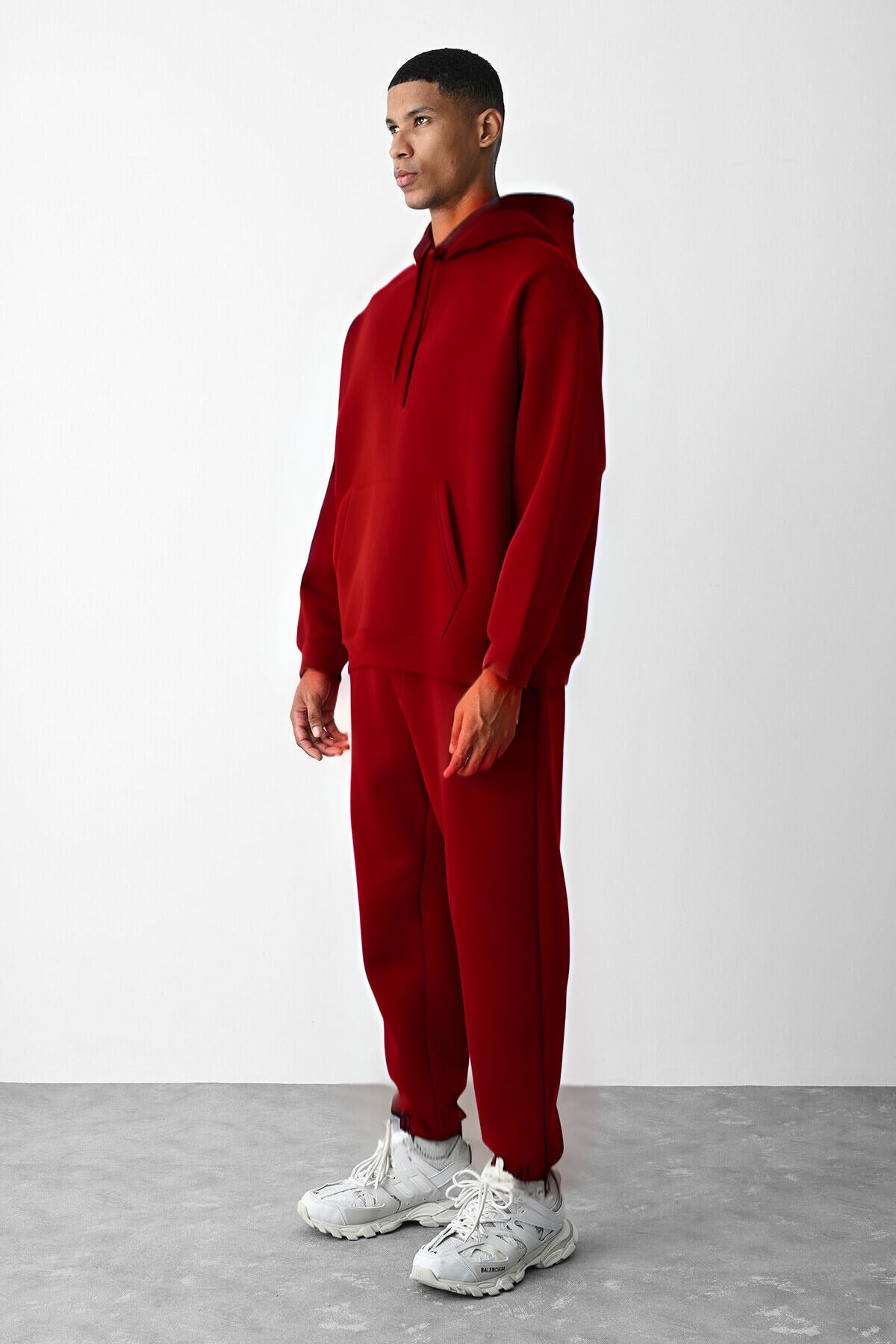 Erkek Oversi̇ze 3 İ̇pli̇k Kalin Eşofman Takimi - CLARET RED - 2