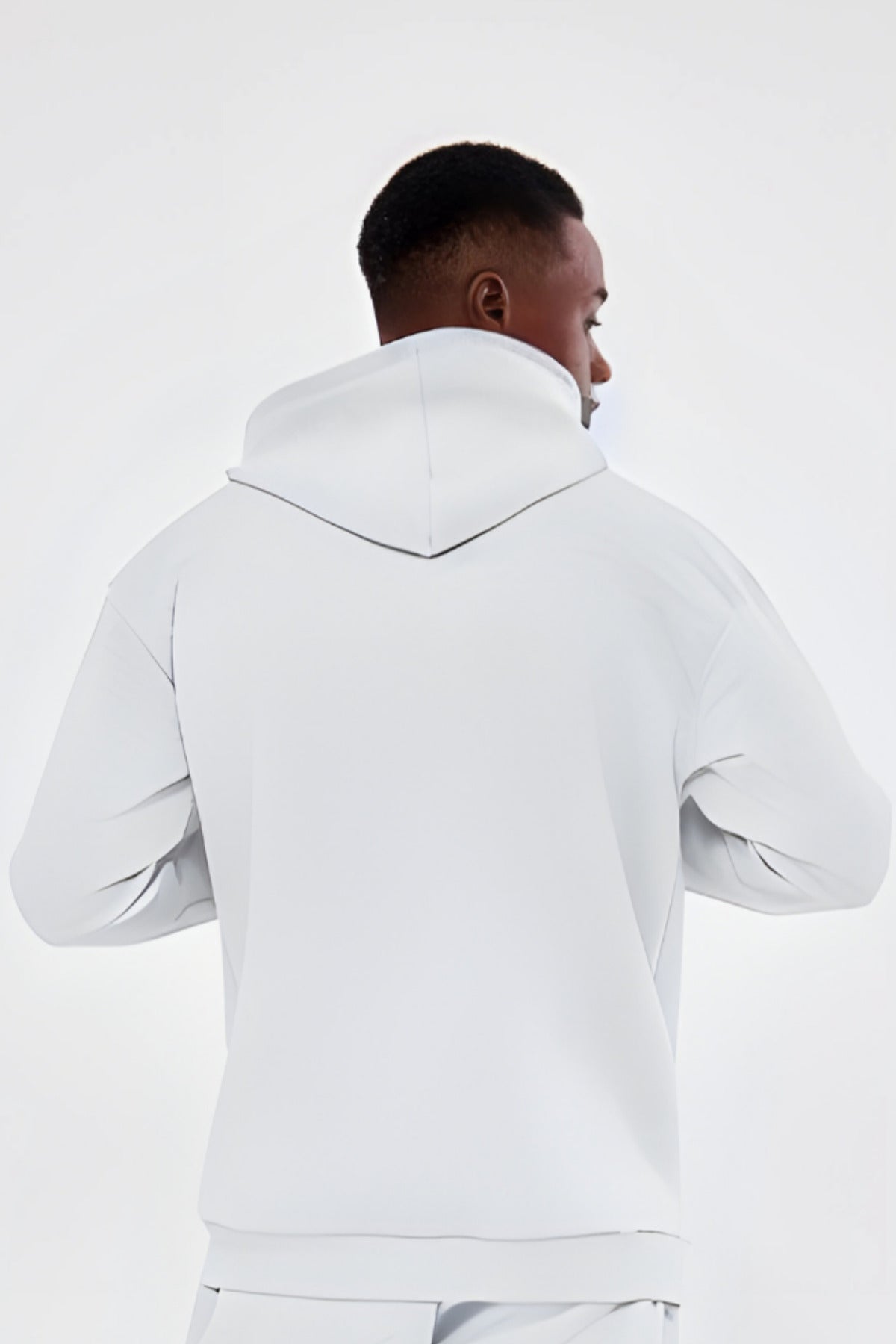 3iplik Bisiklet Yaka Kalın Sweatshirt Pamuklu - Beyaz - 4