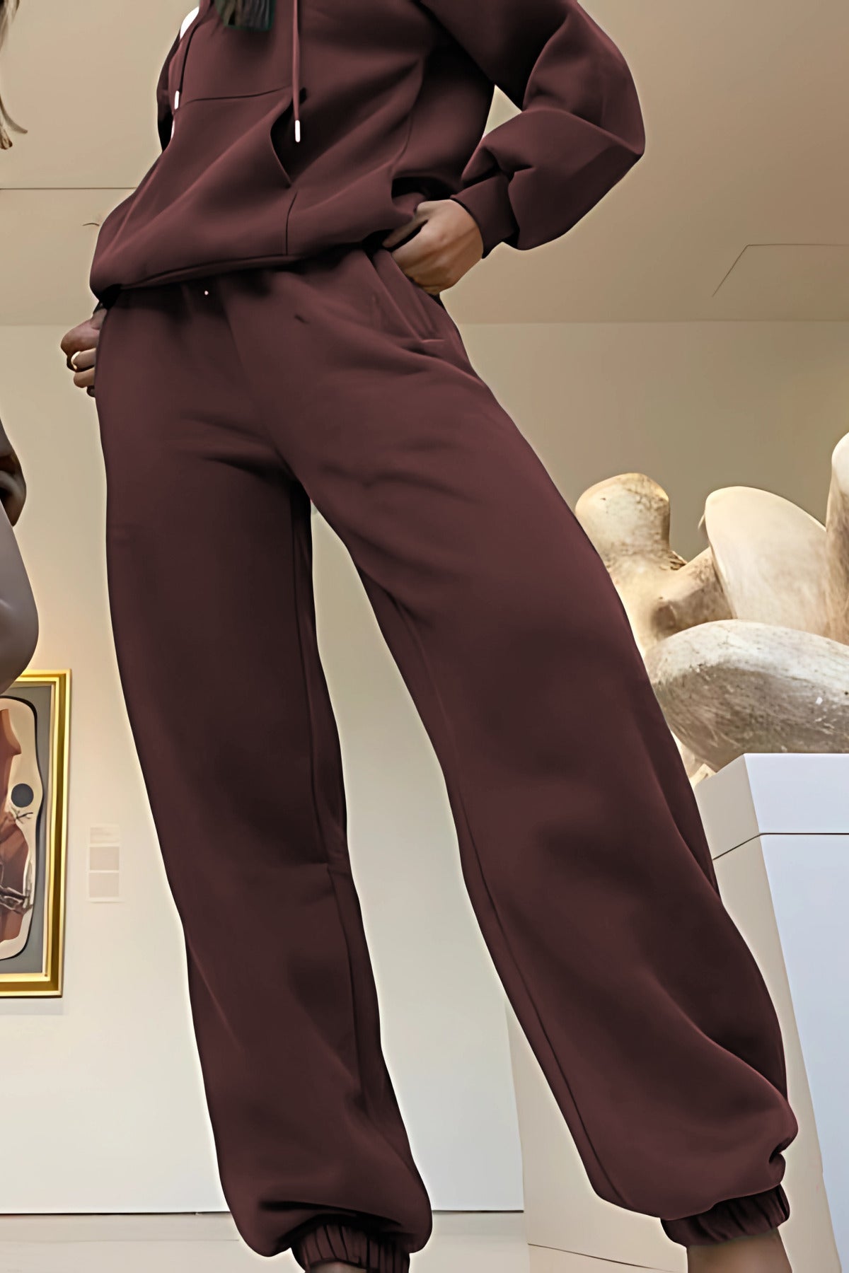 Çiftlere Özel (tekli̇) Oversize Couple Eşofman Takımı - Kahverengi - 2