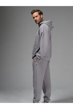 Erkek 3 İ̇pli̇k İ̇çi̇ Pamuklu Kalin Jogger Eşofman Takimi - Gri - 7
