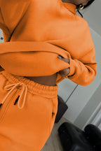 Kadın Boyfriend 3 İplik Şardonlu Bol Paça Oversize Casual Takım - Turuncu - 4