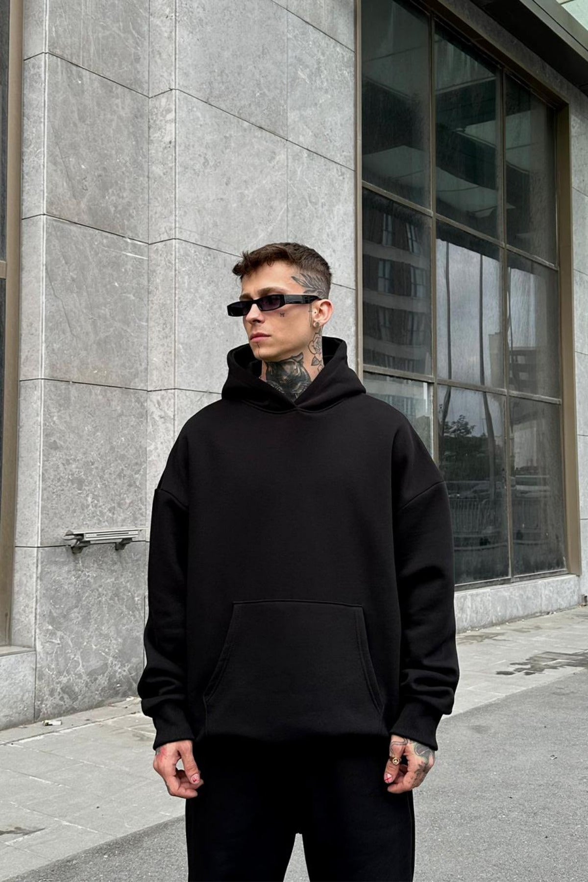Unisex Siyah Şardonlu Eşofman Takımı - Siyah - 3