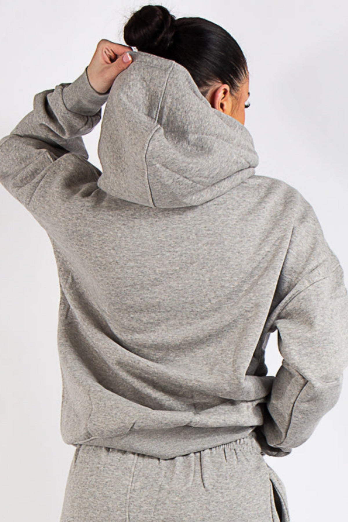 Kapuşonlu 3 İplik Sweatshirt - Gri - 2
