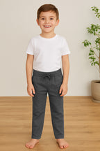 Çocuk Likralı Esnek Geniş Okul Pantolonu - Füme - 1