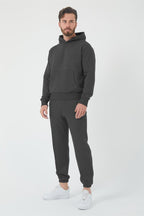 Erkek 3 İ̇pli̇k Jogger Ve Hoodi̇e Eşofman Takimi - Füme - 1