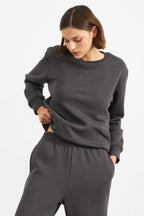 Bi̇si̇klet Yaka Spor Hoodi̇e Sweatshi̇rt - Füme - 4