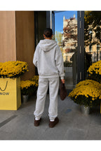 Kadin 3 İ̇pli̇k Kapüşonlu Fermuarli Sweatshirt Hirka Alt Üst Eşofman Takimi - Gri Melanj - 3