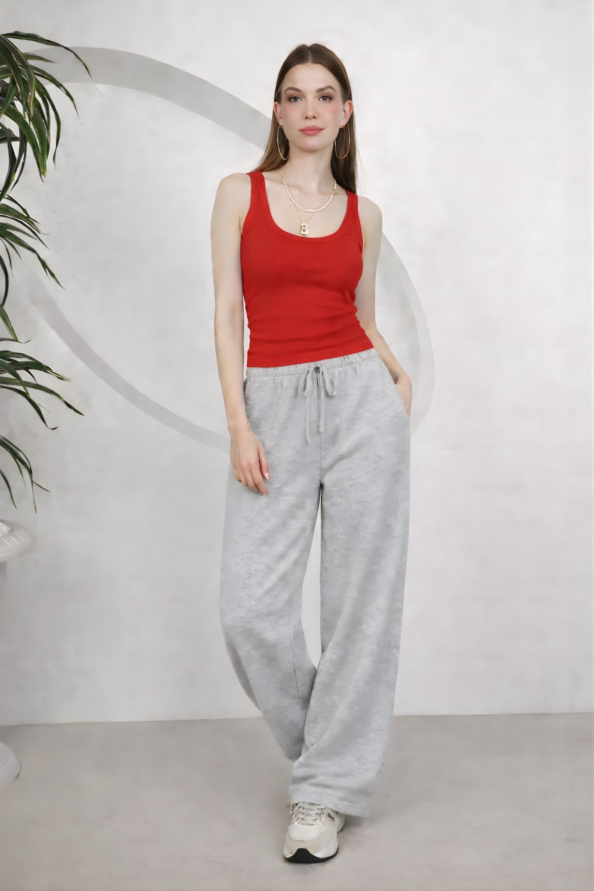 Kadin Fi̇ti̇lli̇ Kalin Askili Esnek Body Atlet - Kırmızı - 1
