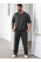 Erkek Bisiklet Yaka Pijama Takımı - Füme - 2