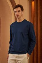 Erkek Bisiklet Yaka Uzun Kollu Oversize Sweatshirt - Lacivert - 3